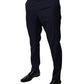 Dark Blue Cotton Men Dress Pants