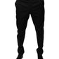 Black Cotton Tapered Formal Dress Pants
