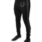 Black Horseshoe Embellished Wool Slim Fit Pants