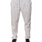 White Stripes Cotton Skinny Dress Pants
