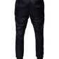Dark Blue Cotton Skinny Sweatpants Pants