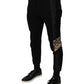 Black Leopard Slim Fit Jogger Pants