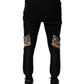 Black Leopard Slim Fit Jogger Pants