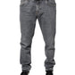Gray Logo Cotton Stretch Skinny Denim Jeans