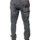 Gray Logo Cotton Stretch Skinny Denim Jeans