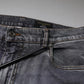 Gray Logo Cotton Stretch Skinny Denim Jeans