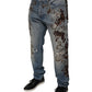 Light Blue Embroidered Skinny Denim Jeans