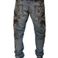 Light Blue Embroidered Skinny Denim Jeans