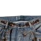 Light Blue Embroidered Skinny Denim Jeans