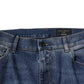 Blue Cotton Tattered Skinny Denim Jeans