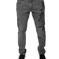 Gray Graphic Print Cotton Skinny Denim Jeans