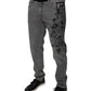 Gray Graphic Print Cotton Skinny Denim Jeans
