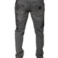 Gray Graphic Print Cotton Skinny Denim Jeans