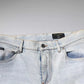 Light Blue Cotton Blend Tattered Skinny Denim Jeans