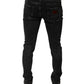 Black Cotton Stretch Skinny Men Denim Jeans