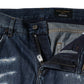 Blue Cotton Tattered Skinny Denim Jeans