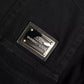 Black Cotton Tattered Skinny Denim Logo Jeans