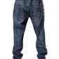 Blue Cotton Stretch Straight Denim Jeans