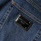 Blue Cotton Stretch Straight Denim Jeans