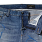 Blue Cotton Stretch Tattered Skinny Denim Jeans