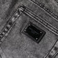 Gray Logo Plaque Cotton Slim Fit Denim Jeans