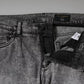 Gray Logo Plaque Cotton Slim Fit Denim Jeans