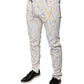 White Color Splash Print Skinny Denim Jeans