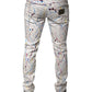 White Color Splash Print Skinny Denim Jeans