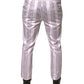 White Stripe Cotton Dress Skinny Pants