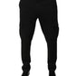 Black Viscose Cargo Men Casual Pants