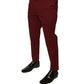 Maroon Cotton Men Skinny Dress Pants