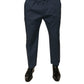 Blue Cotton Men Skinny Dress Pants
