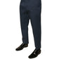 Blue Cotton Men Skinny Dress Pants