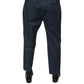 Blue Cotton Men Skinny Dress Pants