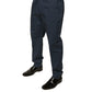 Dark Blue Cotton Stretch Skinny Men Dress Pants