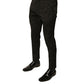 Black Brocade Polyester Skinny Men Dress Pants