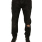 Black Ripped Logo Cotton Skinny Denim Jeans