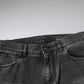 Black Logo Cotton Stretch Skinny Denim Pants