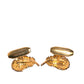 Gold 925 Sterling Silver Crystal Leaf Cufflink
