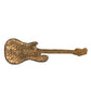 Gold Brass Beaded Guitar Pin Brooch