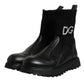 Black DG Logo Horse Sock Ankle Boots Shoes