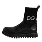 Black DG Logo Horse Sock Ankle Boots Shoes