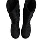 Black Polyester Padded Mid Calf Boots Winter Shoes