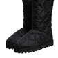 Black Polyester Padded Mid Calf Boots Winter Shoes