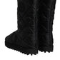 Black Polyester Padded Mid Calf Boots Winter Shoes