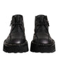 Black Leather Lace Up Ankle Boots Shoes