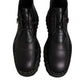 Black Leather Lace Up Ankle Boots Shoes