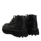 Black Leather Lace Up Ankle Boots Shoes