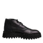 Black Leather Lace Up Ankle Boots Shoes