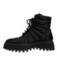 Black Padded Mid Calf Lace Up Boots Shoes